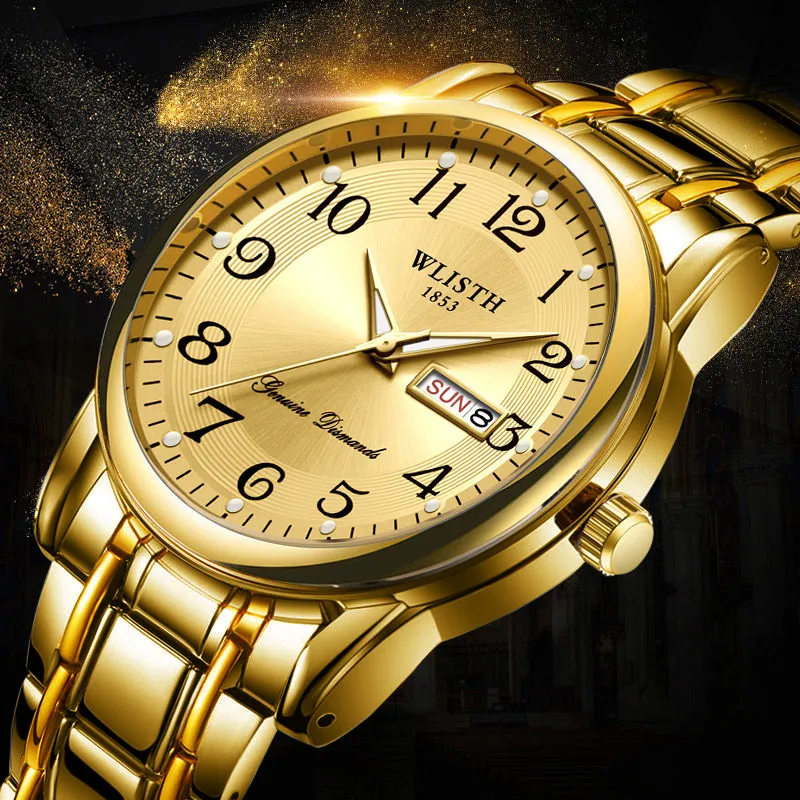 WALIS Swiss Men's Watch Large Digital Display Waterproof Quartz Wristwatch for Middle-Aged and Elderly Men showcase 18