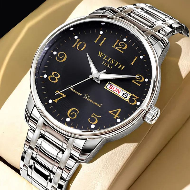 WALIS Swiss Men's Watch Large Digital Display Waterproof Quartz Wristwatch for Middle-Aged and Elderly Men thumbnail 9