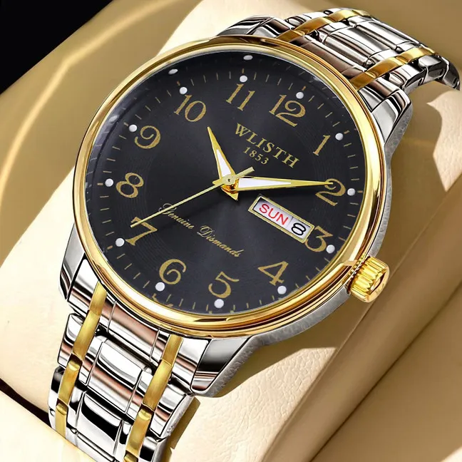 WALIS Swiss Men's Watch Large Digital Display Waterproof Quartz Wristwatch for Middle-Aged and Elderly Men thumbnail 6