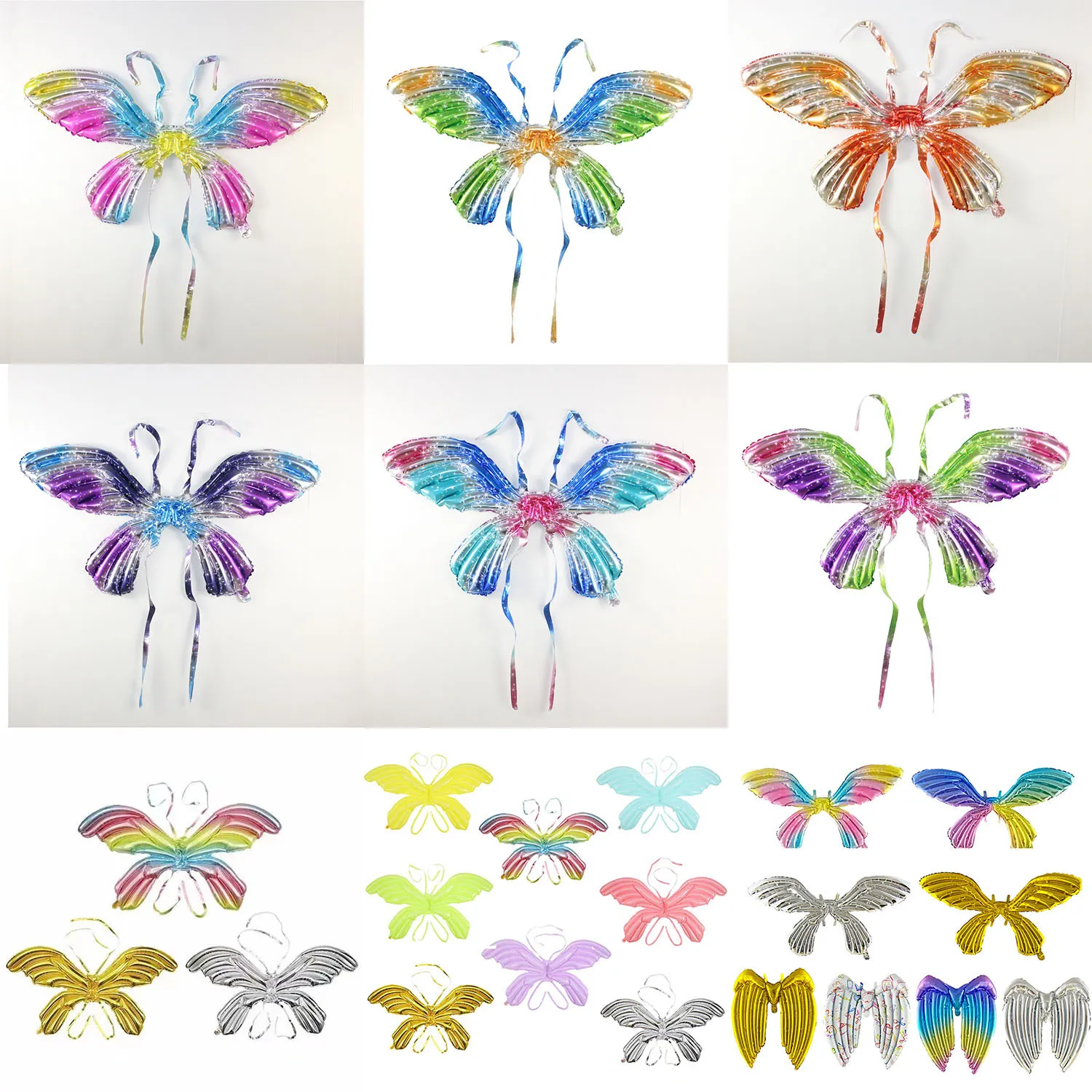 Cute Angel Butterfly Wings Aluminum Foil Balloons for Kids Birthday Party Decorations - Vimi Brand, Assorted Shapes, Reusable, Helium Supported