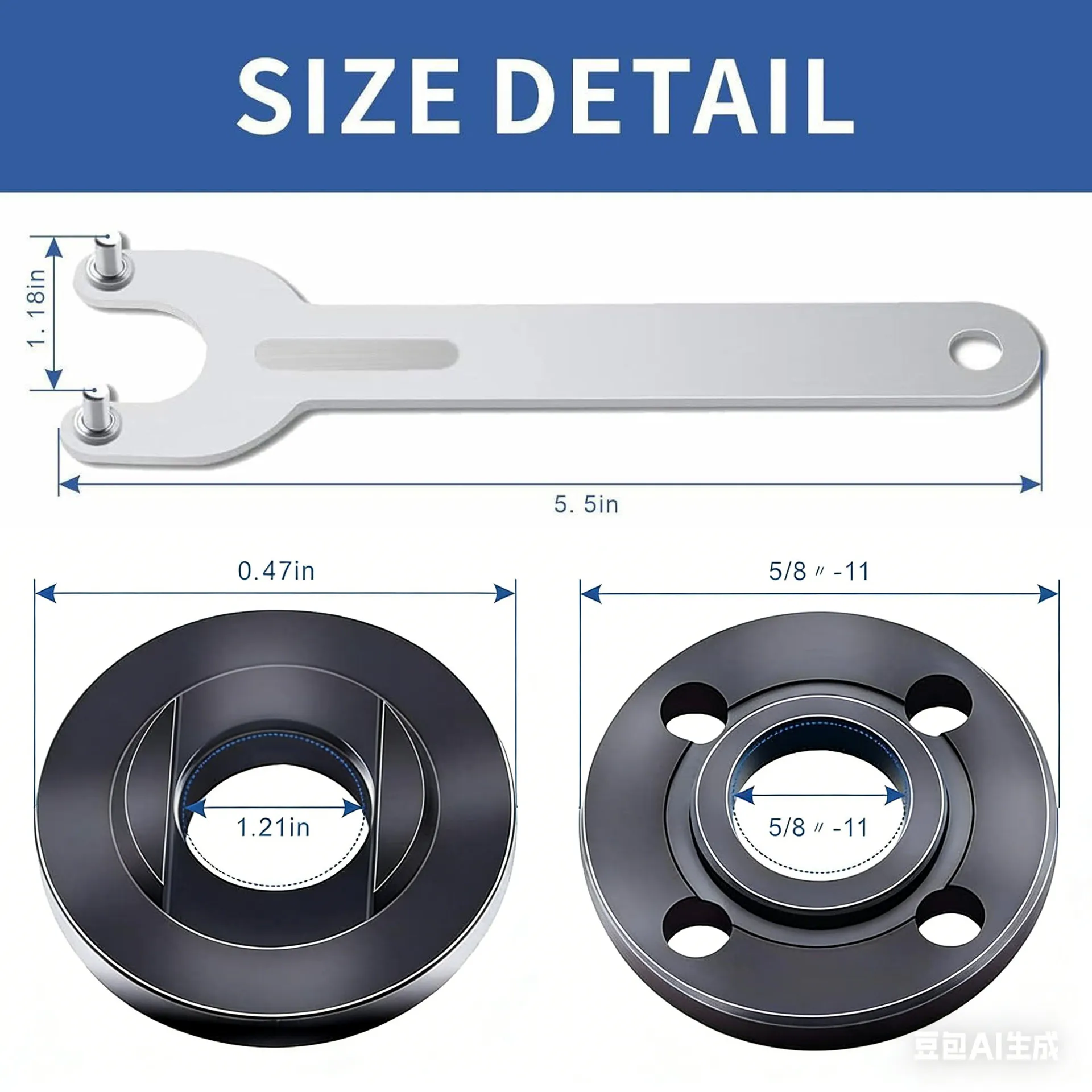 Angle Grinder Flange Nut Set, 100 Type Angle Grinder Clamping Plate, 5/8-11 Pressure Plate Clip, Angle Grinder Power Tool Accessories thumbnail 2