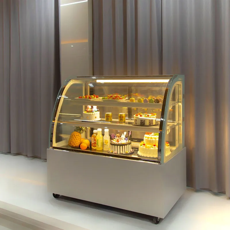 Commercial Cake Display Refrigerator - Arc Shaped Pastry Dessert Showcase Freezer for Mousse, Cooked Food, Air-Cooled Preservation - Bakery & Restaurant Equipment thumbnail 3