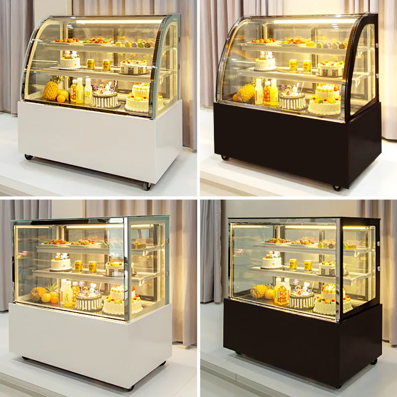 Commercial Cake Display Refrigerator - Arc Shaped Pastry Dessert Showcase Freezer for Mousse, Cooked Food, Air-Cooled Preservation - Bakery & Restaurant Equipment