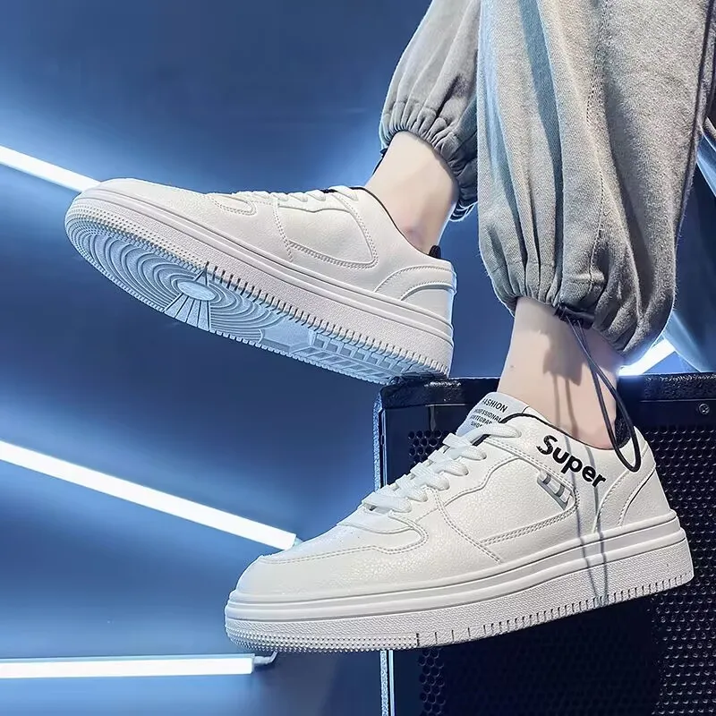 Men's White Sneakers Trendy Casual Shoes 2024 - Lightweight Running Shoes for Teenagers & College Students - Comfortable Fashion Sneakers for Men thumbnail 4