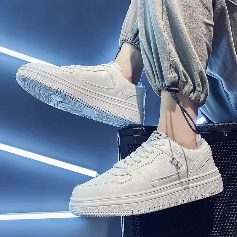 Men's White Sneakers Trendy Casual Shoes 2024 - Lightweight Running Shoes for Teenagers & College Students - Comfortable Fashion Sneakers for Men thumbnail 3