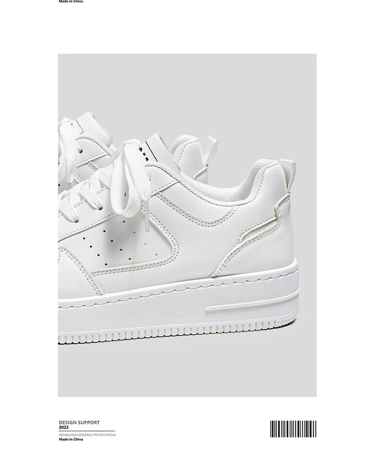Trendy White Sneakers for Students - 2026 Spring Collection, Breathable Low-Top Sports Casual Shoes with Thick Soles for Teenagers, Versatile Fashion showcase 5