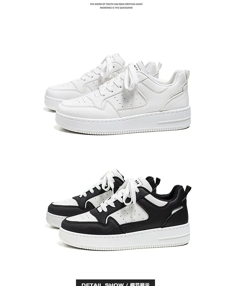 Trendy White Sneakers for Students - 2026 Spring Collection, Breathable Low-Top Sports Casual Shoes with Thick Soles for Teenagers, Versatile Fashion showcase 3