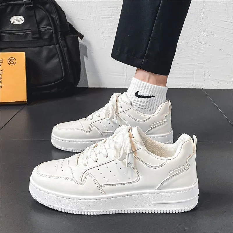 Trendy White Sneakers for Students - 2026 Spring Collection, Breathable Low-Top Sports Casual Shoes with Thick Soles for Teenagers, Versatile Fashion thumbnail 7