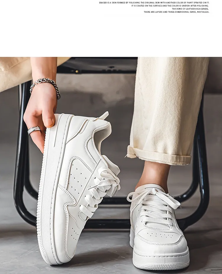 Trendy White Sneakers for Students - 2026 Spring Collection, Breathable Low-Top Sports Casual Shoes with Thick Soles for Teenagers, Versatile Fashion showcase 10