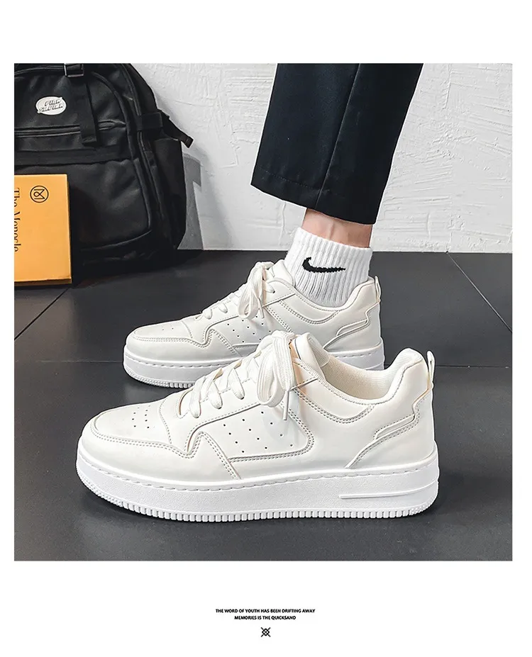 Trendy White Sneakers for Students - 2026 Spring Collection, Breathable Low-Top Sports Casual Shoes with Thick Soles for Teenagers, Versatile Fashion showcase 1