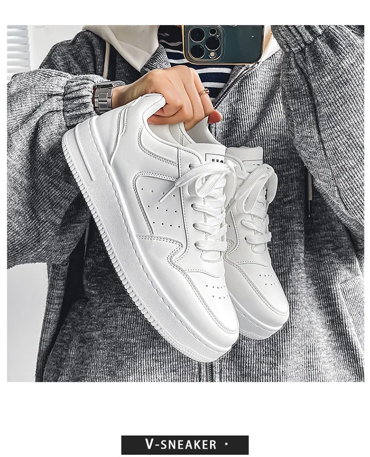 Trendy White Sneakers for Students - 2026 Spring Collection, Breathable Low-Top Sports Casual Shoes with Thick Soles for Teenagers, Versatile Fashion showcase 2