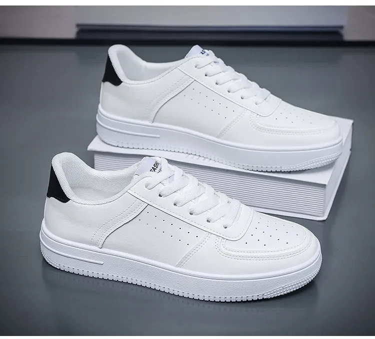 Men's Breathable White Sneakers - Korean Style Trendy Versatile Thick-Soled Sports Leisure Shoes for Male Students Spring Fashion showcase 19