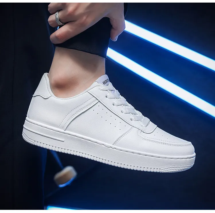 Men's Breathable White Sneakers - Korean Style Trendy Versatile Thick-Soled Sports Leisure Shoes for Male Students Spring Fashion showcase 11