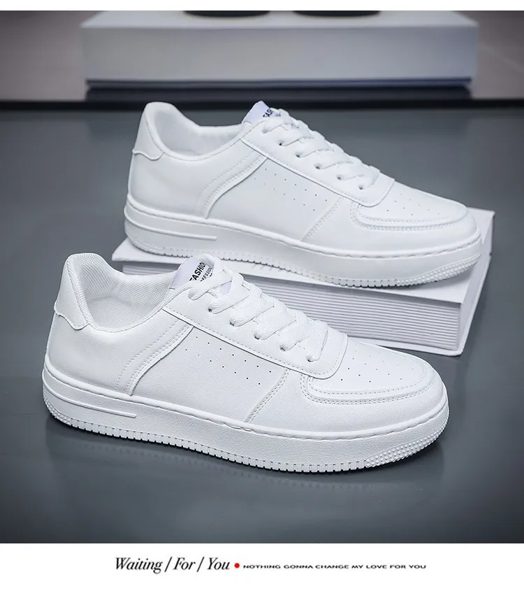 Men's Breathable White Sneakers - Korean Style Trendy Versatile Thick-Soled Sports Leisure Shoes for Male Students Spring Fashion showcase 14