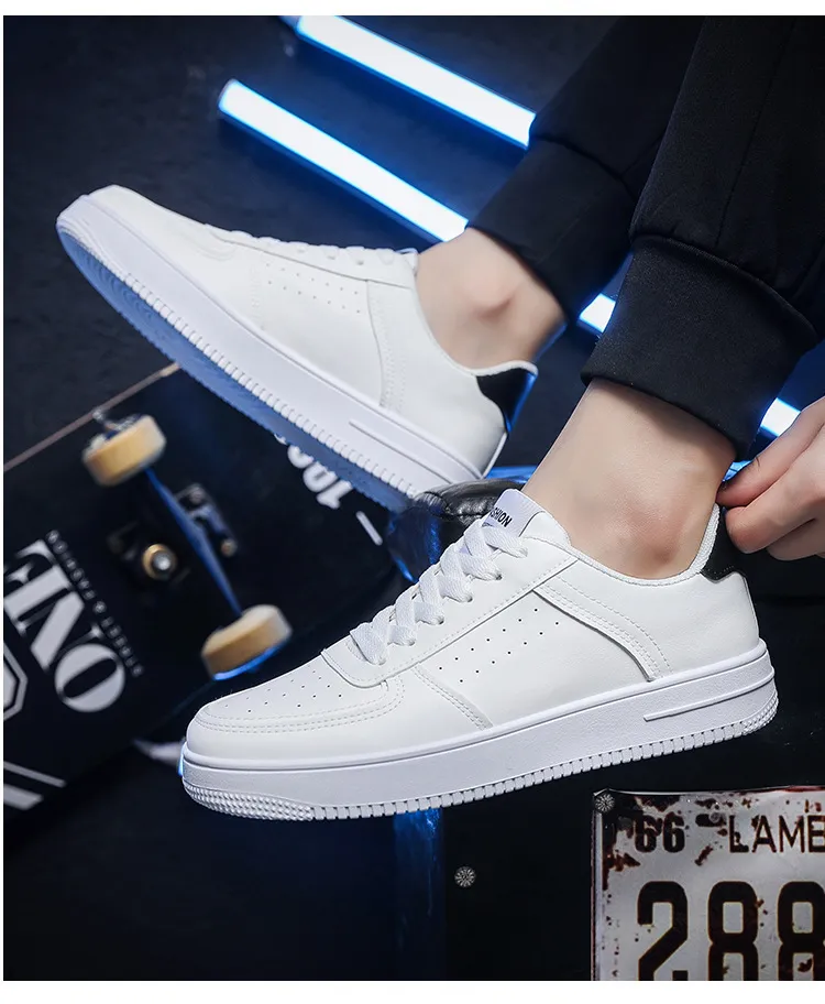 Men's Breathable White Sneakers - Korean Style Trendy Versatile Thick-Soled Sports Leisure Shoes for Male Students Spring Fashion showcase 15
