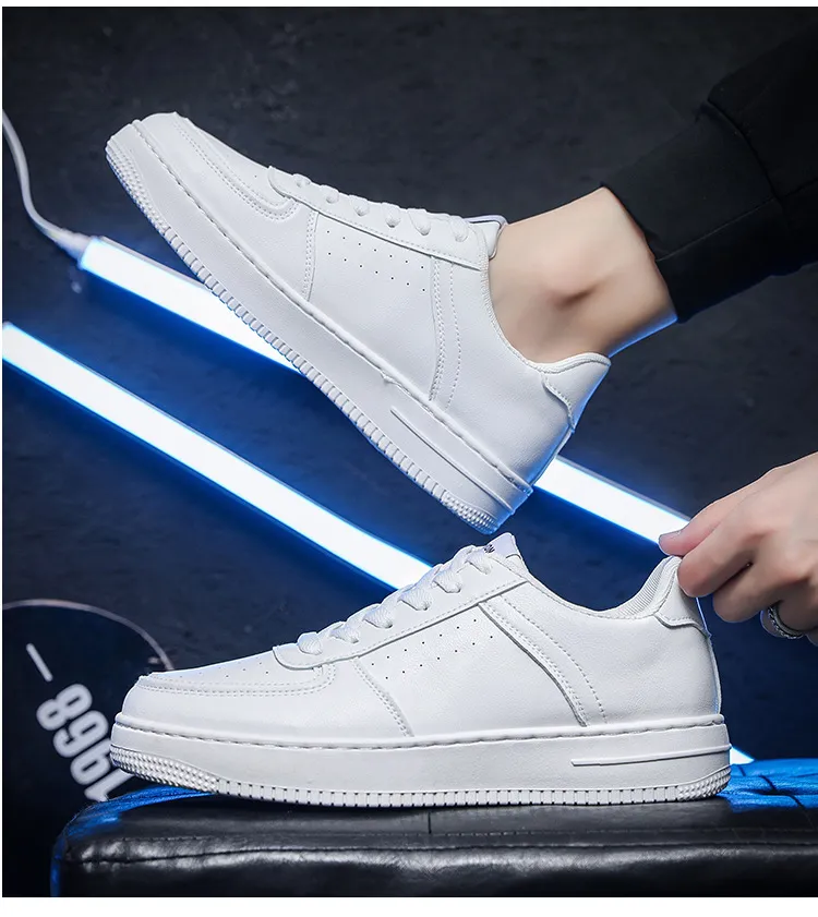 Men's Breathable White Sneakers - Korean Style Trendy Versatile Thick-Soled Sports Leisure Shoes for Male Students Spring Fashion showcase 10