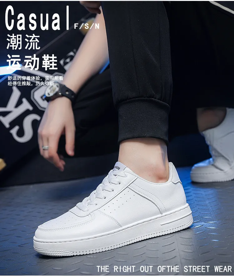 Men's Breathable White Sneakers - Korean Style Trendy Versatile Thick-Soled Sports Leisure Shoes for Male Students Spring Fashion showcase 2