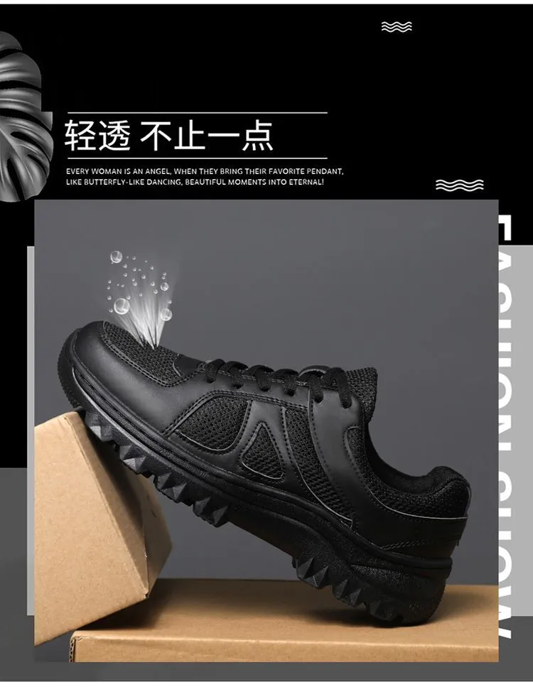 Men's Mesh Training Shoes Lightweight Breathable Versatile Casual Sneakers Black Hollow Round Toe Sports Shoes for Gym Running Walking showcase 3