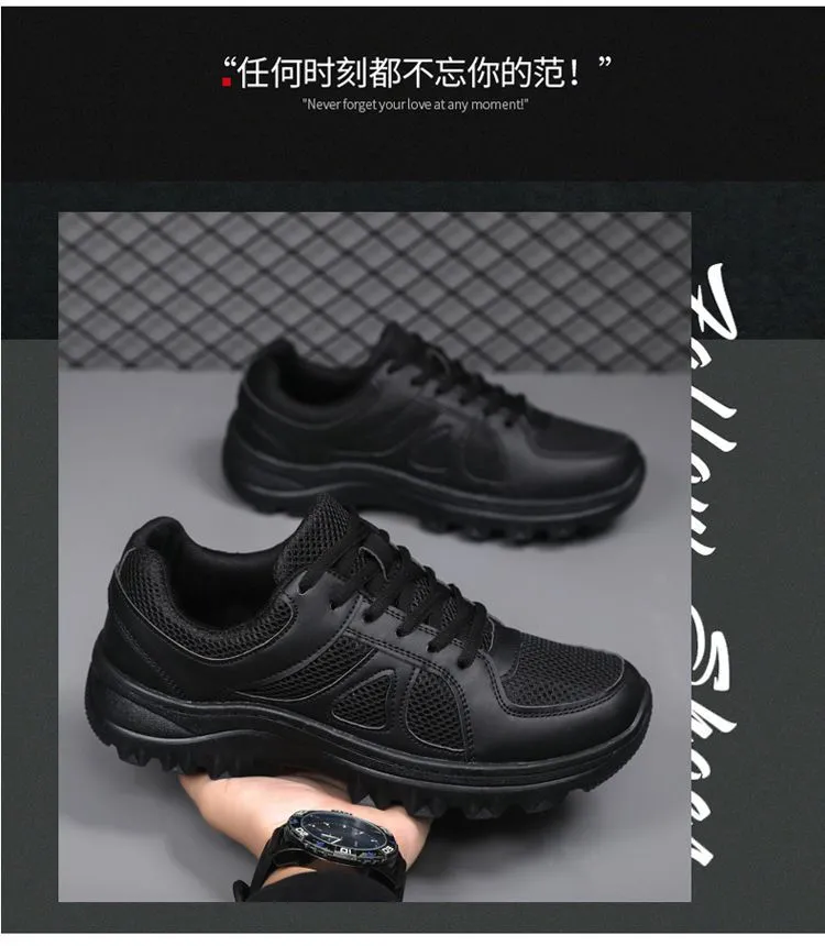 Men's Mesh Training Shoes Lightweight Breathable Versatile Casual Sneakers Black Hollow Round Toe Sports Shoes for Gym Running Walking showcase 4