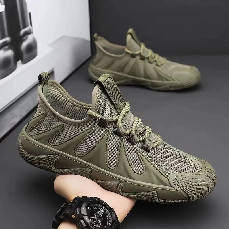 Men's Breathable Soft-Soled Dad Shoes - 2025 Trendy Korean Style Running Casual Sports Shoes for Youth & Work - Black thumbnail 1