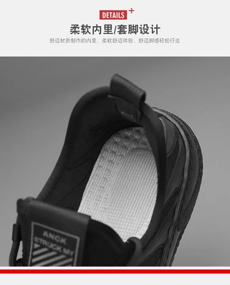 Men's Breathable Soft-Soled Dad Shoes - 2025 Trendy Korean Style Running Casual Sports Shoes for Youth & Work - Black showcase 6