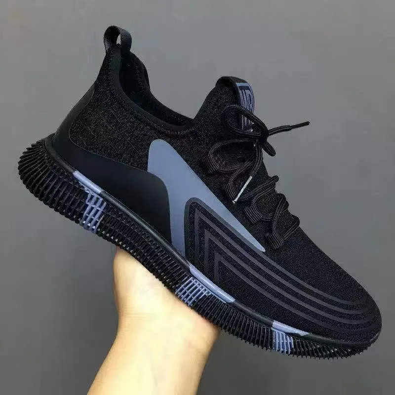 Men's Breathable Soft-Soled Dad Shoes - 2025 Trendy Korean Style Running Casual Sports Shoes for Youth & Work - Black thumbnail 7