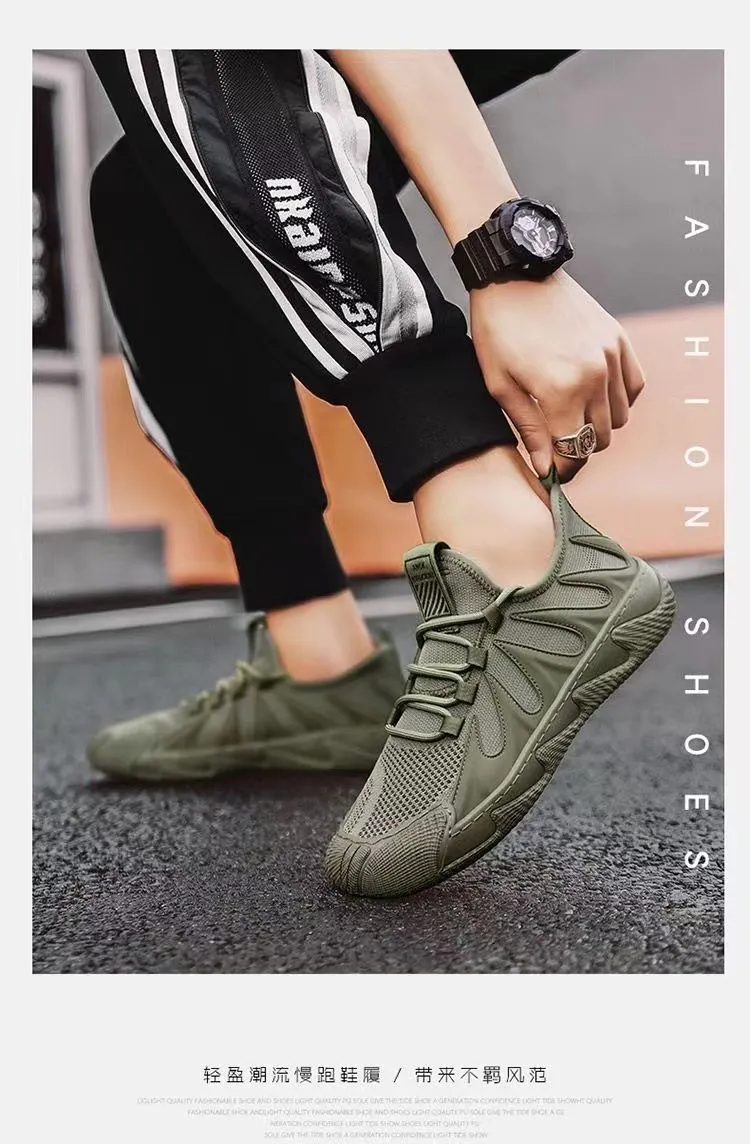 Men's Breathable Soft-Soled Dad Shoes - 2025 Trendy Korean Style Running Casual Sports Shoes for Youth & Work - Black showcase 10