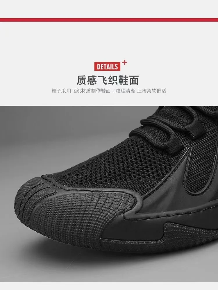Men's Breathable Soft-Soled Dad Shoes - 2025 Trendy Korean Style Running Casual Sports Shoes for Youth & Work - Black showcase 3