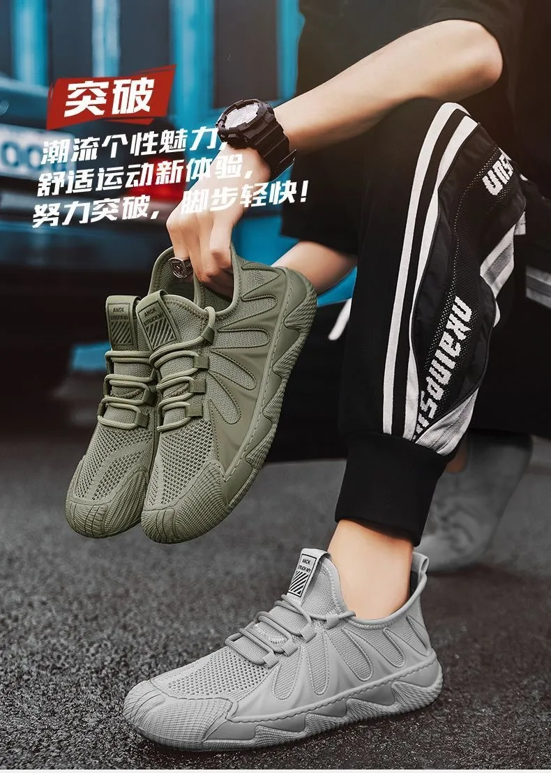 Men's Breathable Soft-Soled Dad Shoes - 2025 Trendy Korean Style Running Casual Sports Shoes for Youth & Work - Black showcase 13