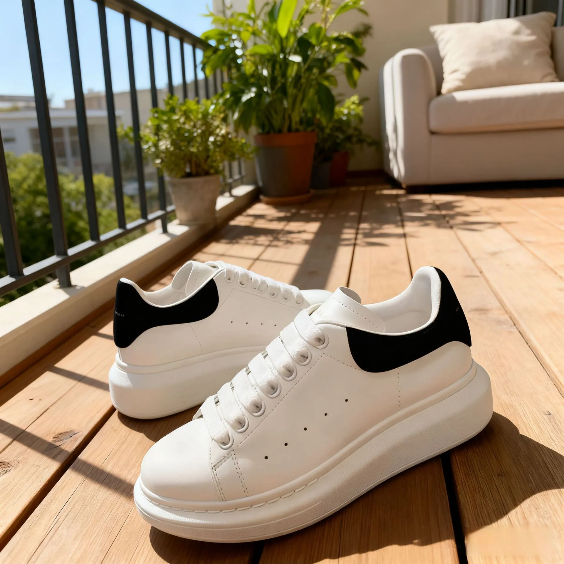McQueen White Sneakers 2025 - Pure Original Classic Fashion Couple Shoes for Men and Women - Wear-Resistant Height Increasing Sneakers thumbnail 2