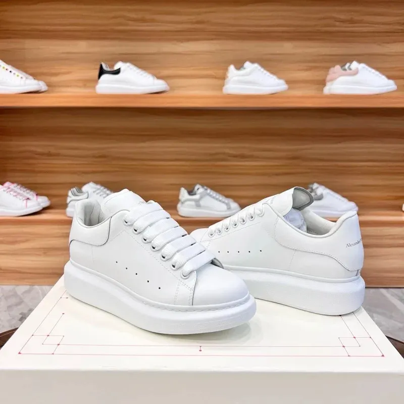 McQueen White Sneakers 2025 - Pure Original Classic Fashion Couple Shoes for Men and Women - Wear-Resistant Height Increasing Sneakers showcase 15