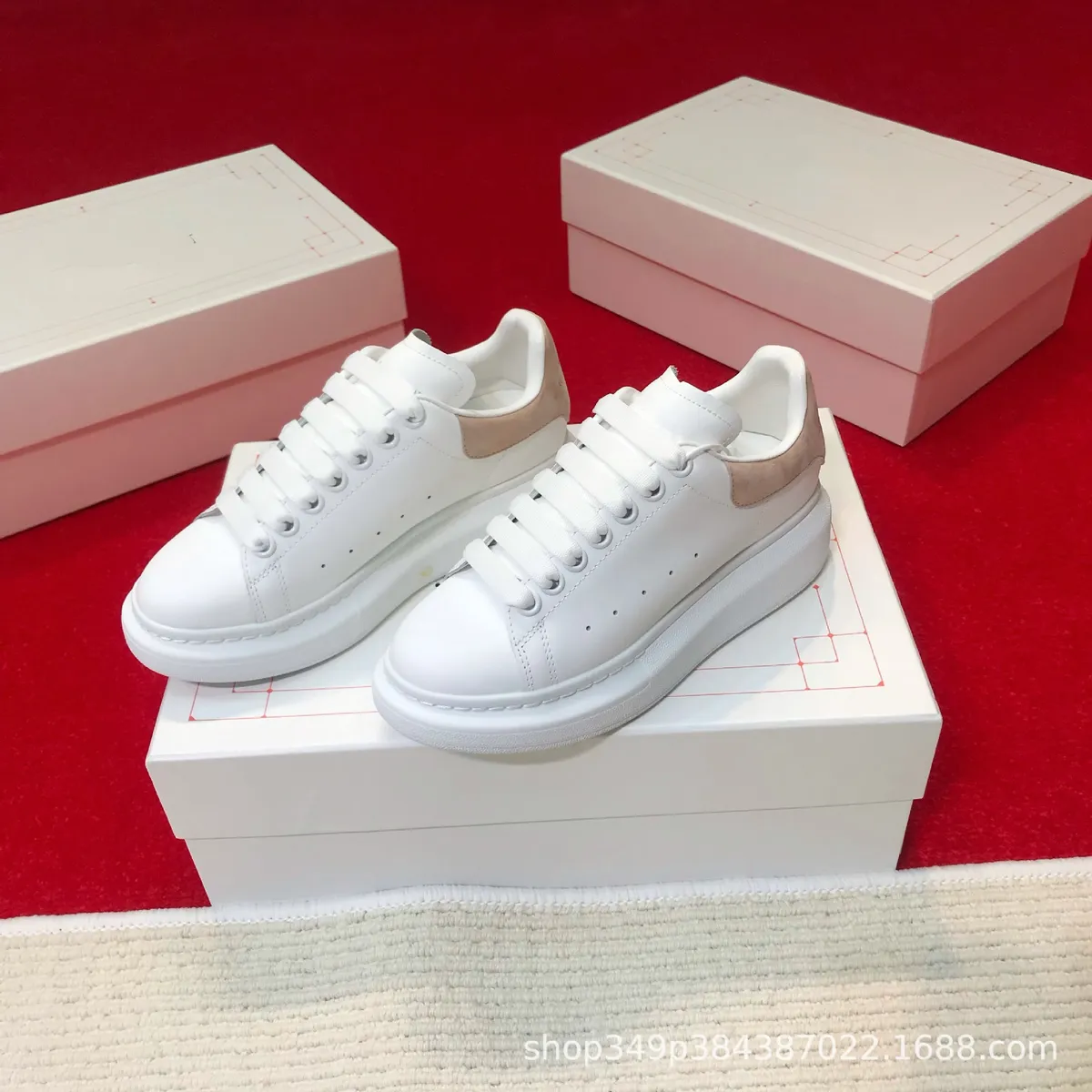 McQueen White Sneakers 2025 - Pure Original Classic Fashion Couple Shoes for Men and Women - Wear-Resistant Height Increasing Sneakers showcase 9