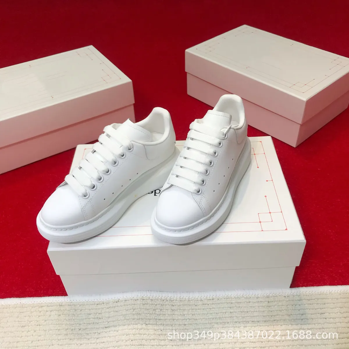 McQueen White Sneakers 2025 - Pure Original Classic Fashion Couple Shoes for Men and Women - Wear-Resistant Height Increasing Sneakers showcase 10