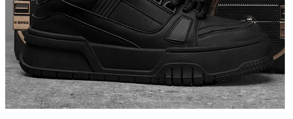 Men's Black Samurai Style Casual Shoes - Spring Trendy All-Match Low-Top Sneakers with Thick Sole for Height Increase - Sports Inspired Fashion showcase 14