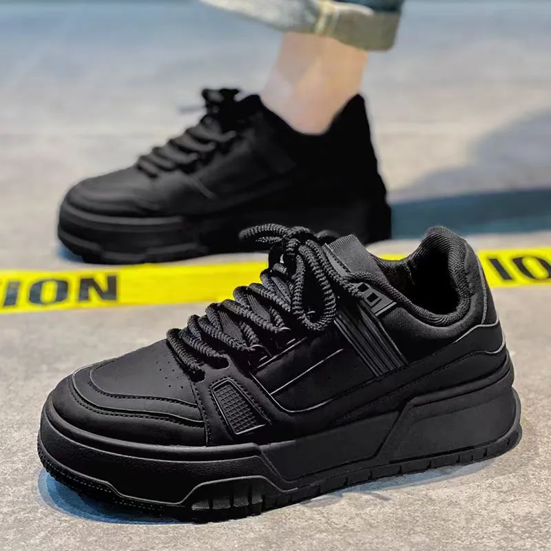 Men's Black Samurai Style Casual Shoes - Spring Trendy All-Match Low-Top Sneakers with Thick Sole for Height Increase - Sports Inspired Fashion thumbnail 1