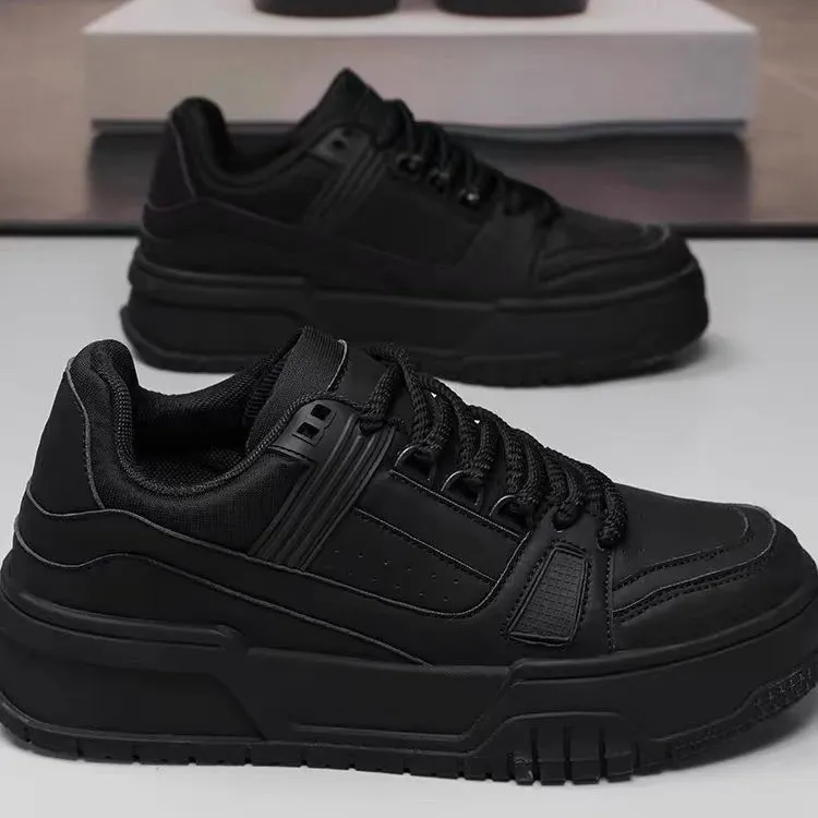 Men's Black Samurai Style Casual Shoes - Spring Trendy All-Match Low-Top Sneakers with Thick Sole for Height Increase - Sports Inspired Fashion thumbnail 4