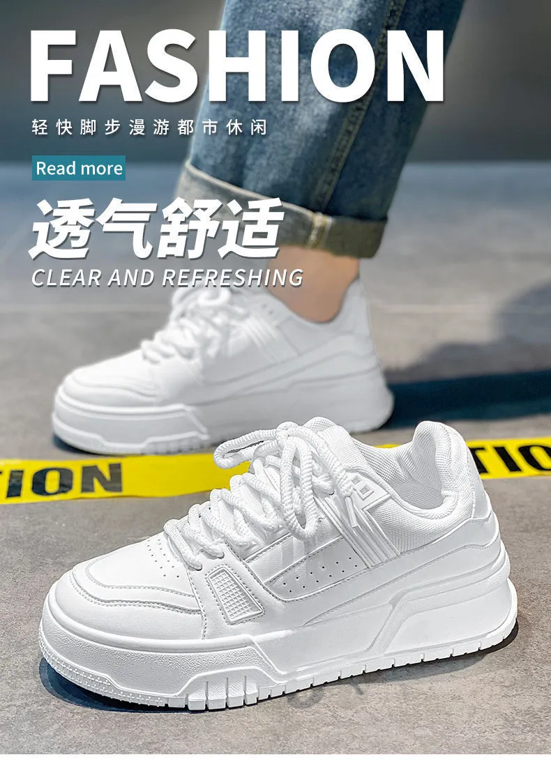 Men's Black Samurai Style Casual Shoes - Spring Trendy All-Match Low-Top Sneakers with Thick Sole for Height Increase - Sports Inspired Fashion showcase 1