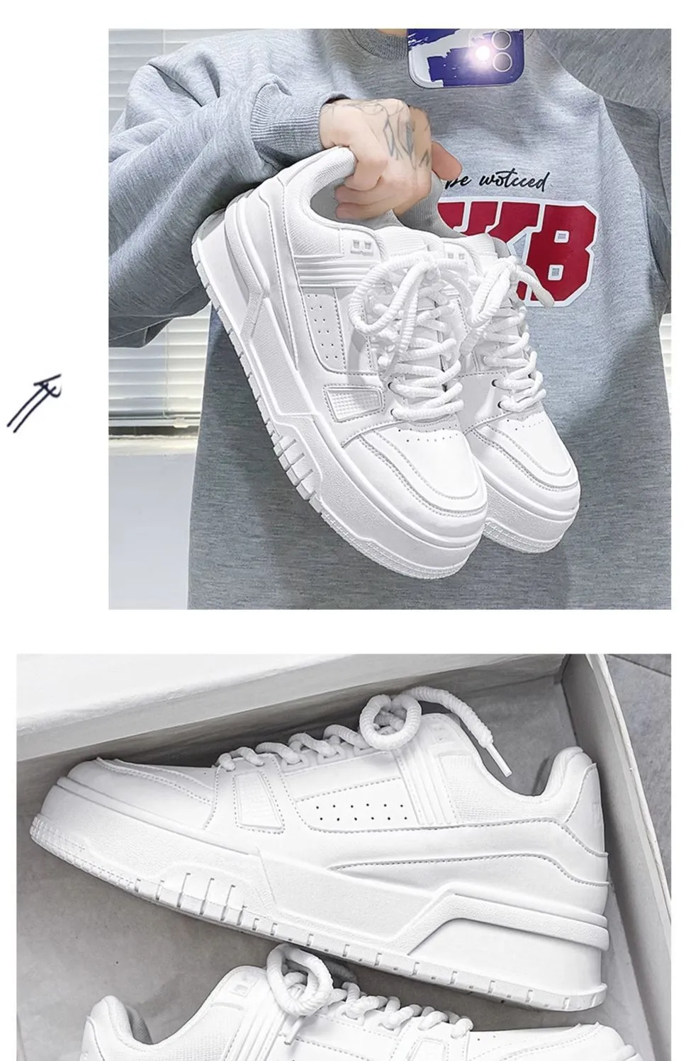 Men's Black Samurai Style Casual Shoes - Spring Trendy All-Match Low-Top Sneakers with Thick Sole for Height Increase - Sports Inspired Fashion showcase 18