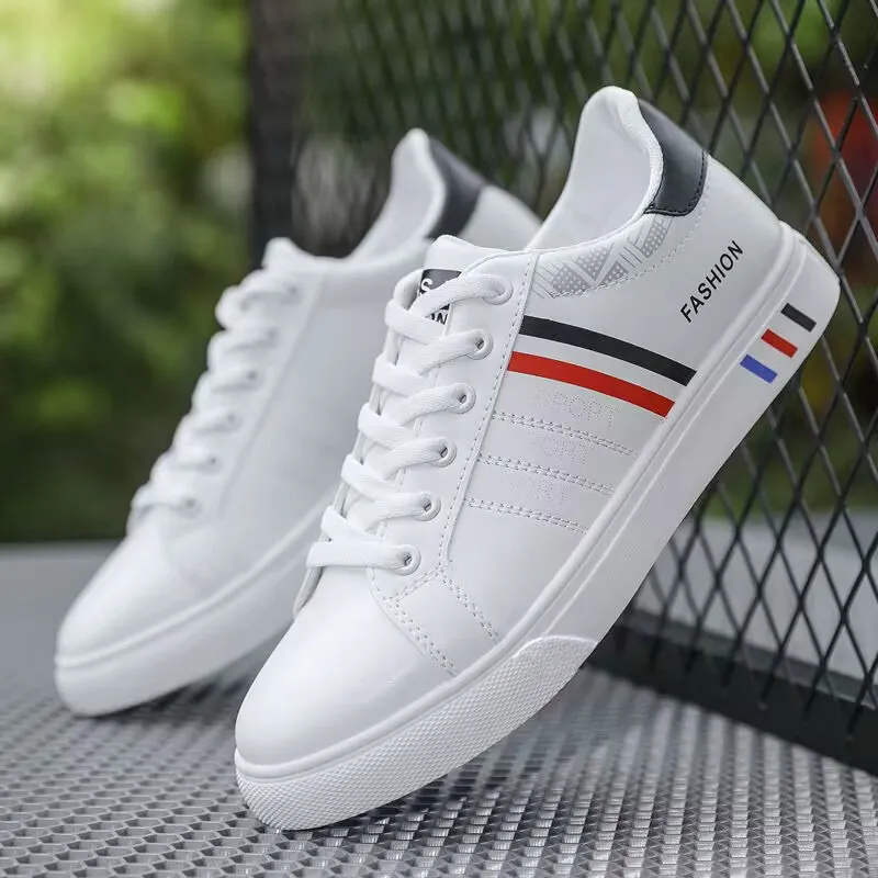 Men's White Casual Shoes - Korean Style Versatile Sneakers - Lightweight Flat Bottom Sports Shoes for Students & Everyday Wear 2024 thumbnail 2