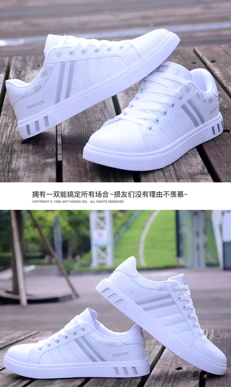 Men's White Casual Shoes - Korean Style Versatile Sneakers - Lightweight Flat Bottom Sports Shoes for Students & Everyday Wear 2024 showcase 8