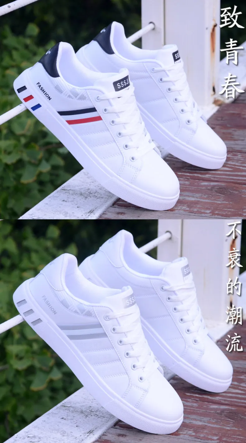 Men's White Casual Shoes - Korean Style Versatile Sneakers - Lightweight Flat Bottom Sports Shoes for Students & Everyday Wear 2024 showcase 2