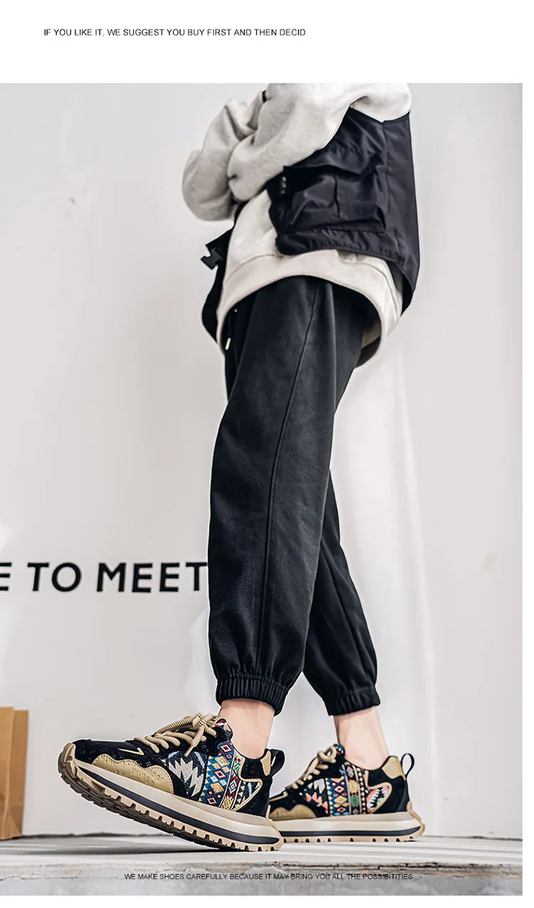 Men's Fashion Sneakers Casual Sports Shoes with Embroidered Design, Plaid Pattern, Thick Sole, Height Increasing, Perfect for Spring and Autumn showcase 20