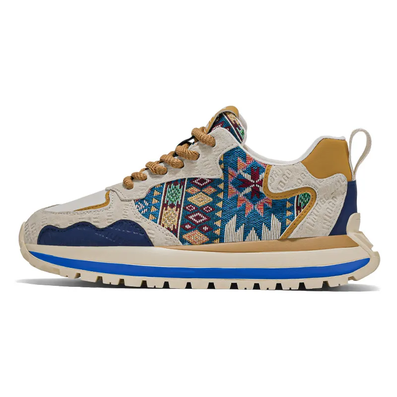Men's Fashion Sneakers Casual Sports Shoes with Embroidered Design, Plaid Pattern, Thick Sole, Height Increasing, Perfect for Spring and Autumn thumbnail 5