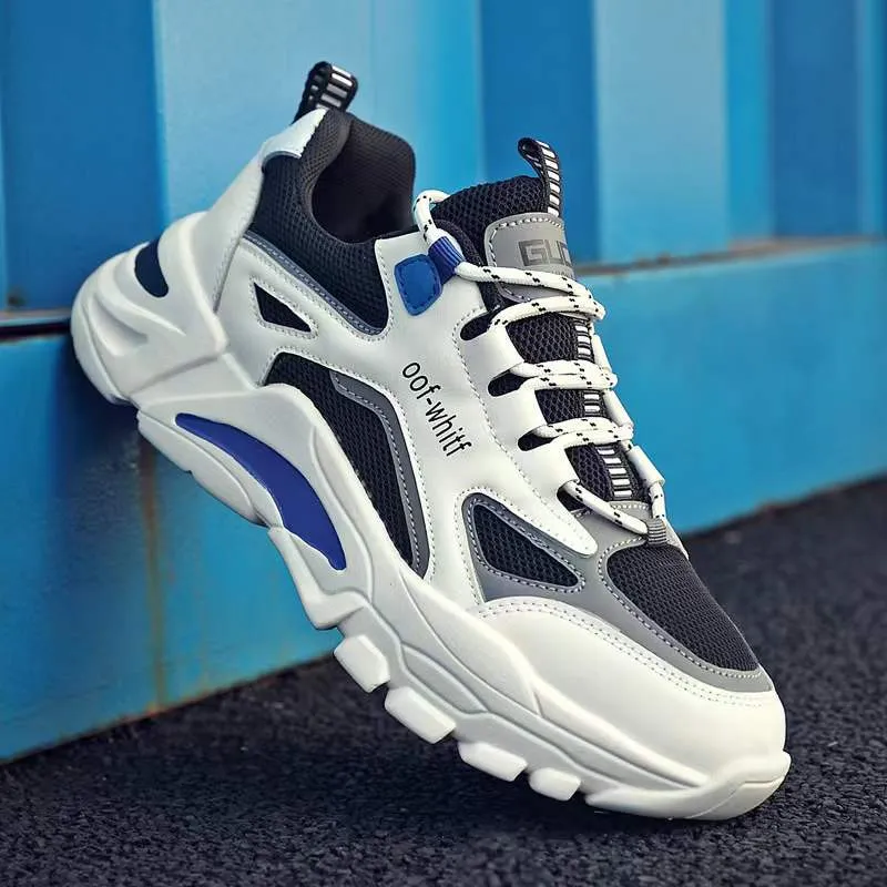 Men's Lightweight Versatile Sports Shoes - Low Top Color Blocked Dad Sneakers - Breathable Korean Style Running Shoes for Men thumbnail 8