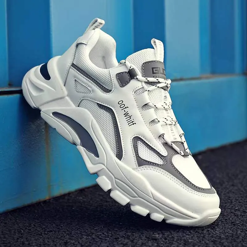 Men's Lightweight Versatile Sports Shoes - Low Top Color Blocked Dad Sneakers - Breathable Korean Style Running Shoes for Men thumbnail 7