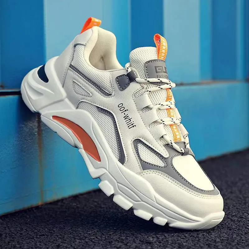 Men's Lightweight Versatile Sports Shoes - Low Top Color Blocked Dad Sneakers - Breathable Korean Style Running Shoes for Men thumbnail 6