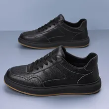 Men's Genuine Leather Casual Shoes - First Layer Cowhide Breathable Sneakers - White Leather Shoes for Men - Spring Fashion showcase 14