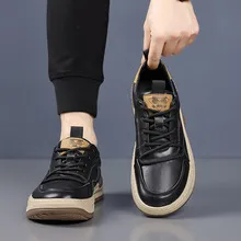Men's Genuine Leather Casual Shoes - First Layer Cowhide Breathable Sneakers - White Leather Shoes for Men - Spring Fashion showcase 2