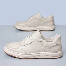 Men's Genuine Leather Casual Shoes - First Layer Cowhide Breathable Sneakers - White Leather Shoes for Men - Spring Fashion showcase 7