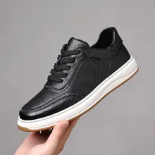 Men's Genuine Leather Casual Shoes - First Layer Cowhide Breathable Sneakers - White Leather Shoes for Men - Spring Fashion showcase 6